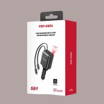 55W Car Charger with Dual Retractable Cables,