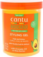 Cantu Avocado Hydrating Styling Gel 18.5oz (524g) – Moisturizing Hold for Curly, Coily & Wavy Hair – Frizz Control & Shine Enhancement