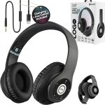 IJOY Wireless Bluetooth Headphones with Mic, Rechargeable & Foldable Hi-Fi Stereo Over Ear Headset with Built-in Smart 5-Button Control, Micro SD Card slot and FM radio, Black