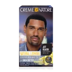 Creme of Nature Natural Looking Moisture-Rich Liquid Hair Color with Shea Butter Conditioner - Jet Black | Permanent Hair Color Kit for Deep Shine & Full Gray Coverage